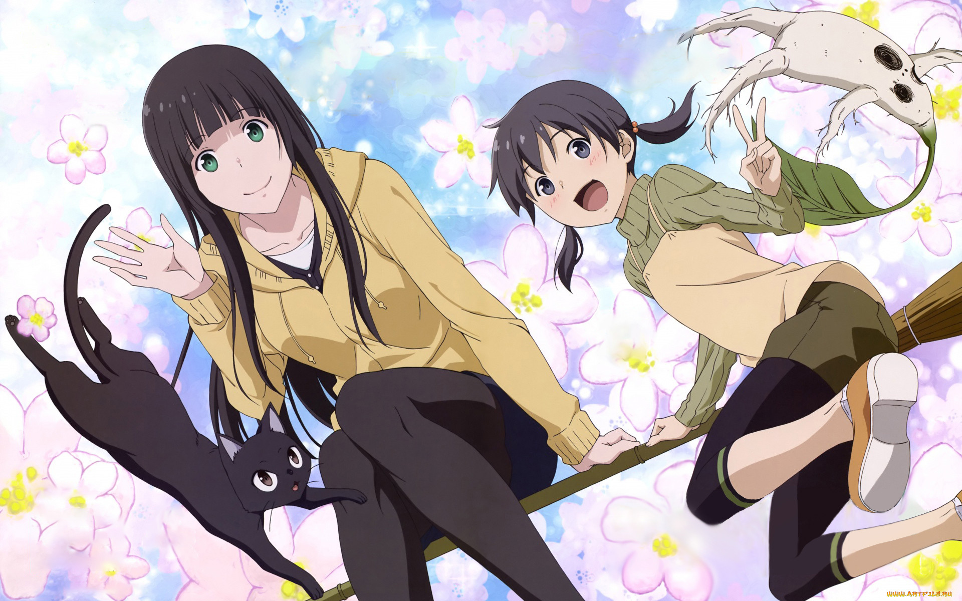 аниме, flying witch, flying, witch.